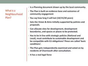 Open Forum Presentation Charmouth Neighbourhood Planning